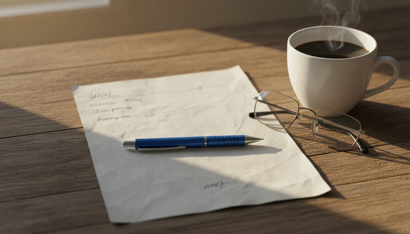 Mieterselbstauskunft Vorlage von Suchprofil24 auf einem Schreibtisch neben einem Tablet und einer Kaffeetasse